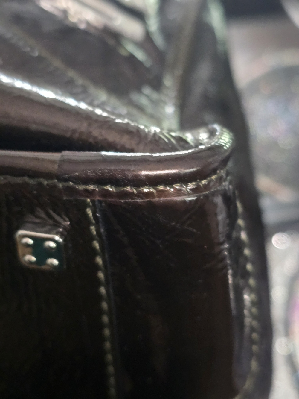 Loewe Patent Leather Top-Handle Satchel in Dark Brown - Picture 11 of 16